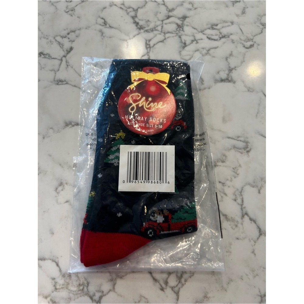 NWT Shine Holiday Socks Christmas Tree Red Truck Women 5-10 (one size fits most)
